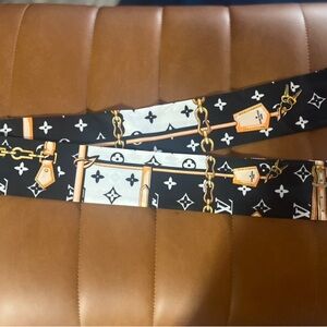 💖 2/$30 Twilly skinny satin floral Paris France handbag purse scarf set of 2